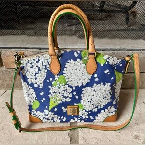 Dooney & Bourke Hydrangea Satchel in White/Marine Blue